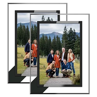 Imagen de ASelected 2 Pcs A4 Photo Frames Glass Picture Frame Freestanding And Wall Mountable For Family Photos,Certificates Display, Home Decoration, Silver, 29.7X21CM
