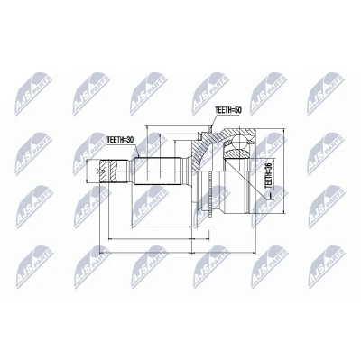 Imagen de NTY NPZ MS 055 Junta Homocinética Automática, 5 vel. Eje delantero, derecha, lado de engranaje, izquierda MITSUBISHI: PAJERO 4