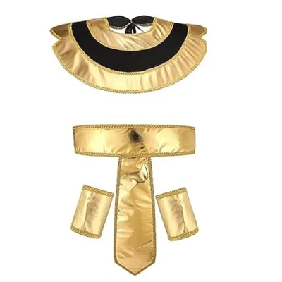 Imagen de THINCAN Accesorios de disfraz egipcio, sombrero rey Tuts, tocado, muñequeras, collar egipcio para Halloween