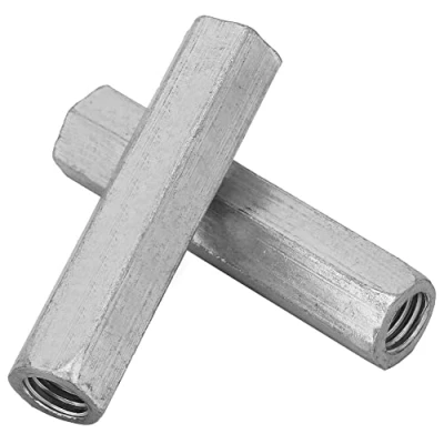 Imagen de 2 Unids M10 * 60 Acero Zincado Tuerca Hexagonal Larga Conectores de Apriete Acoplamiento Varilla Tornillo Columna Para Unir La Roscada C