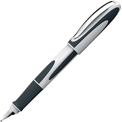 Imagen de Schneider Ray 168249 Pluma estilográfica (para diestros, incluye cartucho de tinta estándar azul real) blanco/gris oscuro