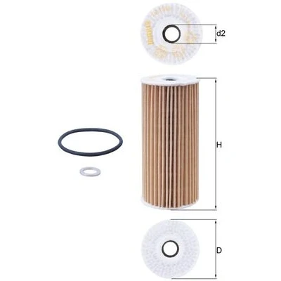 Imagen de MAHLE ORIGINAL OX 1048D Filtro de aceite Cartucho filtrante KIA: Stinger Hatchback