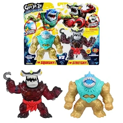 Imagen de Heroes of Goo Jit Zu Hammerhook Deep Sea Versus Pack Gancho de Martillo Tidal Smash Thrash VS Exclusivo. Paquete 2 Figuras Esponjoso y súper elástico (Moose 42628)