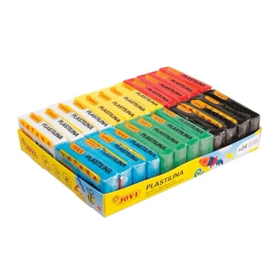 Imagen de Jovi Plastilina Estuche con 24 Pastillas de 50 Gramos, Colores Surtidos BÁSICOS, sin Gluten (P70/24B)