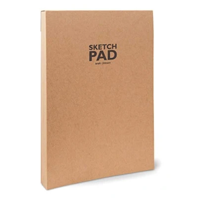 Imagen de Sketchbook Sketchpad Kraft Bloc de bocetos (DIN A4, 120 Hojas, 100 g/m², Papel estraza reciclable Resistente Fibras Naturales sin blanquear), Naturaleza