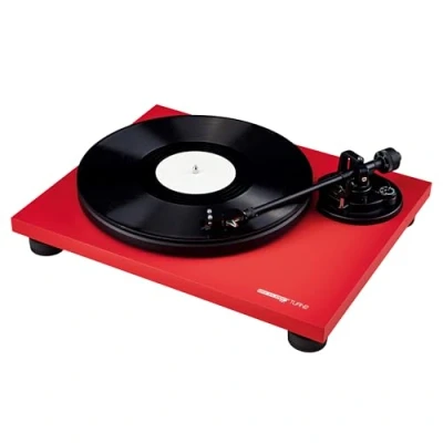 Imagen de Reloop Turn 2 red Plataforma giratoria analógica HiFi impulsada por correa (33/45 RPM) con brazo de tono recto, sistema fonocaptor Ortofon OM10, rojo