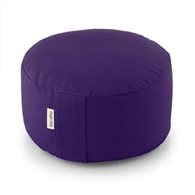 Imagen de basaho Wheel Zafu Cojín de Meditación Algodón Orgánico Cáscara Trigo Sarraceno Funda Extraíble Lavable (Morado Intenso)