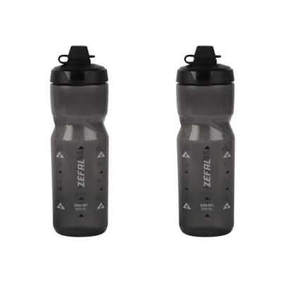 Imagen de ZEFAL Pack Sense Soft 80 No Mud Dos Bidones De Ciclismo y MTB Con Protección La Tetina Botella Bicicleta Deporte Sin BPA Negro Ahumado, 2 x 800ml