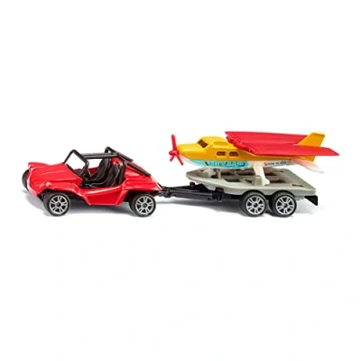 Imagen de siku 1696, Buggy Con avión deportivo, Set de juguete, Metal/plástico, Rojo/amarillo, remolque, Neumáticos goma, Alas retráctiles
