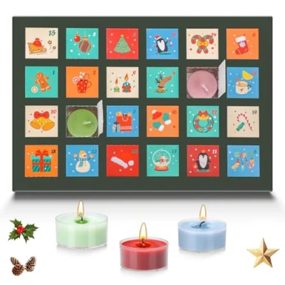 Imagen de Teokantz velas perfumadas calendario de Adviento con 24 diferentes, Adviento, 2024, Navidad, aprox. 30,8 x