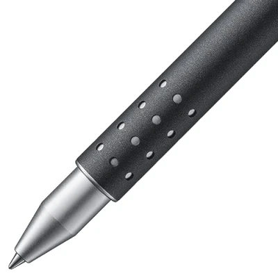 Imagen de Lamy Bolígrafo de punta redonda Swift 335 acero inoxidable en acabado lacado mate, sin tapa cierre con clip retráctil, incluye mina M 66 B, color azul