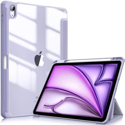 Imagen de Fintie Funda iPad Air 11 Pulgadas 2024/iPad 6ª Gen 2024 y 5ª/4ªGen 2022/2020 10.9&quot; Híbrida Delgada Antichoque con Carcasa Trasera Transparente Soporte para Lápiz Lila Gris