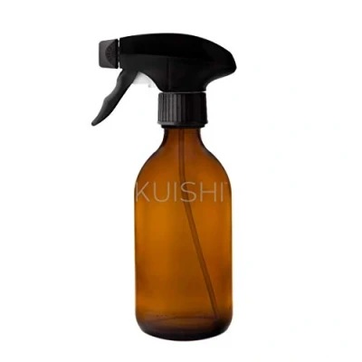 Imagen de Kuishi Pulverizador de vidrio marrón ámbar con gatillo Botella reutilizable sin BPA Decoración multiusos para el hogar y la oficina 300 ml