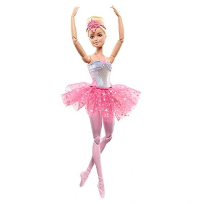 Imagen de Barbie Dreamtopia Bailarina con Luces Muñeca Rubia articulada tutú Rosa e iluminación mágica, Juguete +3 años (Mattel HLC25)