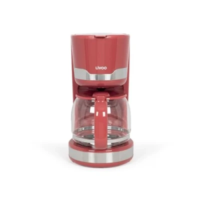 Imagen de Livoo Cafetera eléctrica DOD201 Capacidad 14 tazas, 1000W, filtro reutilizable, mantenimiento caliente, sistema anti gotas, color rojo Chile