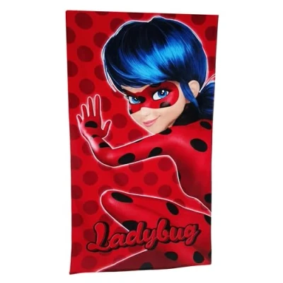 Imagen de toalla de baño infantil, playa, ducha para niñas y niños, 100% algodón, 70 x 140 cm (Ladybug Miraculous)