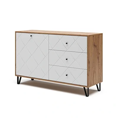 Imagen de Vicco Aparador Nizza, Roble Artesanal/Blanco, 128 x 78 cm