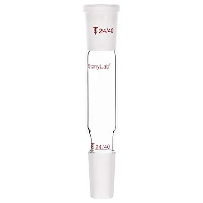 Imagen de Stonylab Adaptador de Conexión Recto Vidrio, 90 mm Desde la Junta Exterior 24/40 Hasta Interior para Laboratorio, Vidrio Borosilicato, Glass Straight Connecting Adapter