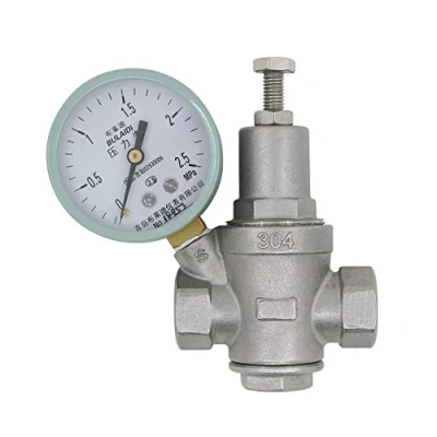 Imagen de Valvula reductora presion agua 1/2 3/4 1 1/4 2 pulgada sin plomo acero inoxidable regulador de con manometro inox (DN15 pulgada)