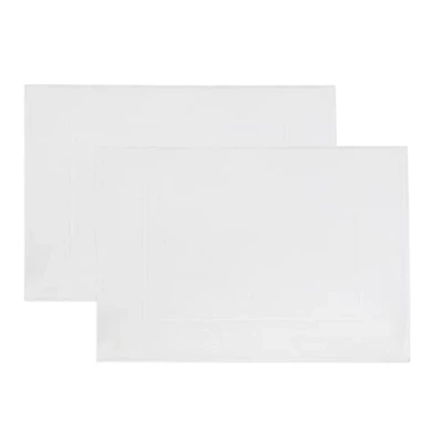 Imagen de ZOLLNER Juego de 2 alfombras baño algodón, 50x70 cm, Blanco