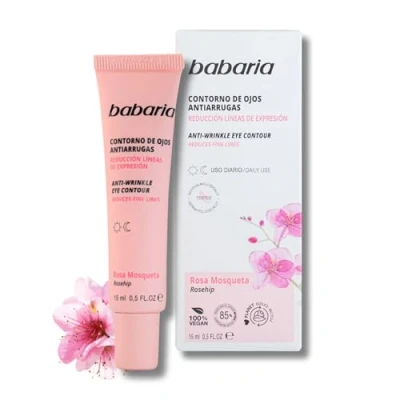 Imagen de Babaria Sérum Contorno de Ojos Reductor Línea Expresión, Con Aceite Rosa Mosqueta y Aloe Vera, Dermatológicamente Testado 15 ml