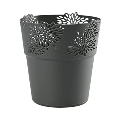 Imagen de VERDENIA Aster 20527 Maceta Decorativa para Plantas de plástico, diseño Calado, Muchos Colores, tamaños, 13 cm, Color Antracita