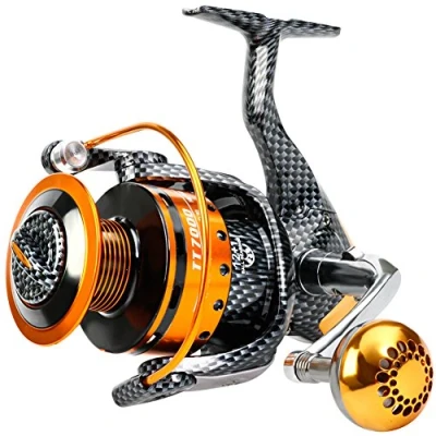 Imagen de carretes de pesca 12+1 BB, giratorios ligeros y suaves, potente arrastre fibra carbono, sal agua dulce
