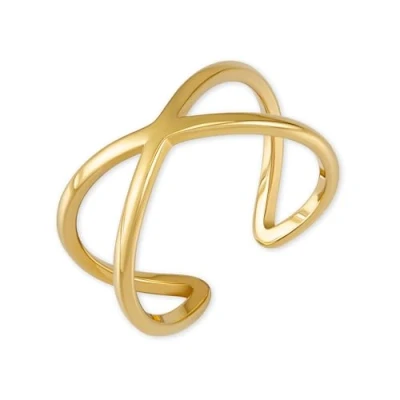 Imagen de GD GOOD.designs Anillo ajustable para señoras en forma de X acero inoxidable plata, oro u rosa I abierto con baño 18 quilates (Oro)