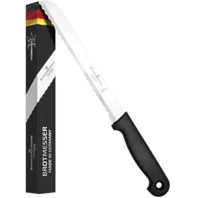Imagen de Schwertkrone Solingen Cuchillo de pan con filo ondulado (acero inoxidable, hoja 19 cm, apto para lavavajillas, fabricado en Alemania)