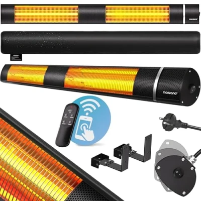 Imagen de Monzana Calefactor por Infrarrojos de Pared Estufa Terraza Exterior 3000W 3 Temperaturas Control Remoto