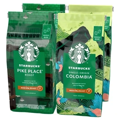Imagen de STARBUCKS Pike Place Roast, Single Origin Colombia Café de Grano Entero 450g (Paquete 4)