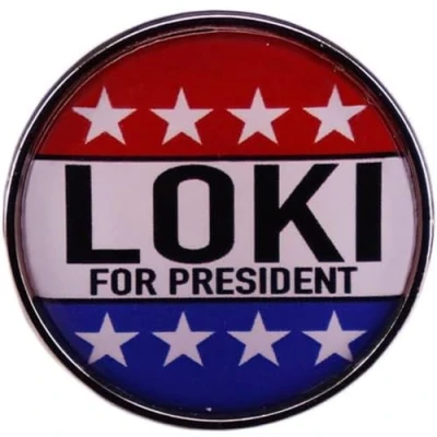 Imagen de Loki Broche de insignia para presidente, personaje película, botón Metal, pin redondo esmaltado, solapa ropa, sombreros, bolsos, accesorios hombres y mujeres, No es una