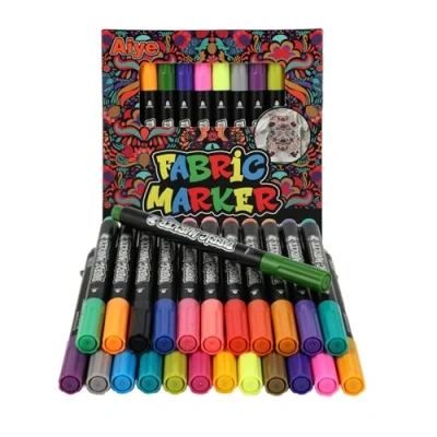 Imagen de 24 rotuladores textiles lavables a máquina y de tela no tóxicos, para ropa, bolsos zapatos Colores permanentes niños adultos