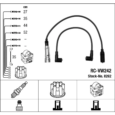 Imagen de NGK 8262 Juego de Cables Encendido 5 AUDI: 80 B4 Berlina, Avant, 100 C3 Berlina
