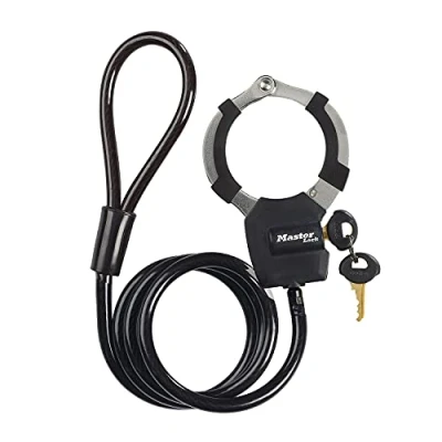 Imagen de MASTER LOCK Candado de Bicicleta, Patinete Electrico, Carros Bebe, Equipo Deportivo Cerradura con llave, Antirrobo, Cable Negro [Largo 1 m] 8275EURDPROBLK