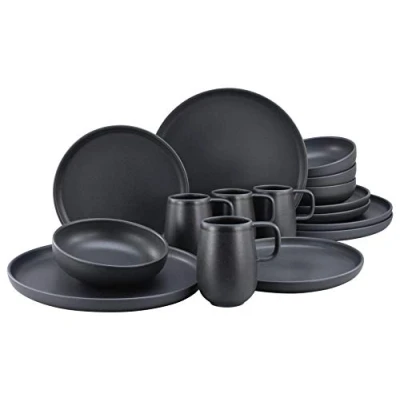 Imagen de CreaTable, 22978 Serie Uno BLACK Vajilla de 16 piezas gres, apta para lavavajillas y microondas, fabricada en Portugal