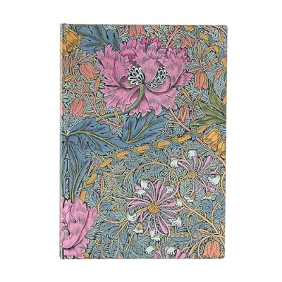 Imagen de Morris Pink Honeysuckle (William Morris) Midi 18 month Horizontal Softcover Flexi Dayplanner 2025 (Elastic Band Closure)