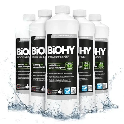 Imagen de BiOHY Limpiador de horno (6 botellas 1 litro) parrilla, removedor grasa para una limpieza fácil y rápida del horno, sin necesidad fregar (Backofenreiniger)