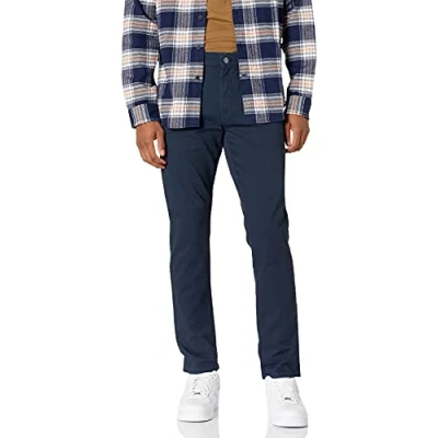 Imagen de Amazon Essentials Pantalón de Sarga Elástico con 5 Bolsillos y Ajuste Entallado Hombre, Azul Marino, 35W / 32L