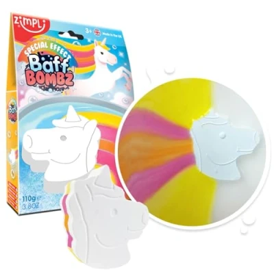 Imagen de Gran bomba de baño unicornio Zimpli Kids, crea mágicamente un efecto especial multicolor, regalo cumpleaños para niñas, juguete plata bolsillo