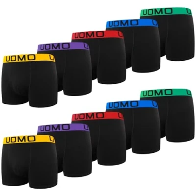 Imagen de L&amp;K 10er Pack Herren Boxershorts aus Baumwolle mit Vorteilspack Größen M 5XL Schwarz mehrfarbigem hellem Bund Bequeme Passform ohne kratzenden Zettel 1116 H L