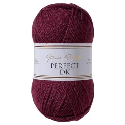 Imagen de Utopia Crafts Ovillo de lana doble para tejer, 100 g (morado uva)