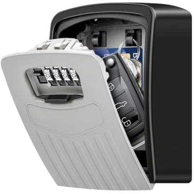 Imagen de Caja Seguridad Llaves, BTNEEU Combinacion Llave Grande, Llaves Codigo Montaje en Pared, Key Lock Box 4 Dígitos Almacenamiento Seguro para Casa Coche Garaje Escuela Gimnasio