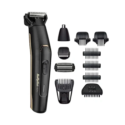 Imagen de Afeitadora multifunción Babyliss MT860E, 11 en 1, Sin cable, 70 min., Barba, nariz y cuerpo, Impermeable, Negro
