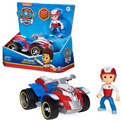 Imagen de PAW Patrol Ryder’s Vehicle with Collectible, for Kids Aged 3 and up Ryder&#039;s Rescue ATV vehículo con Figura Coleccionable, para niños de años en adelante, Color Ryder, X Large (Spin Master 6060755)