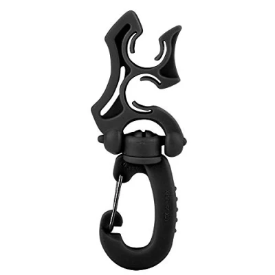 Imagen de Keenso Soporte de Manguera Doble Submarinismo (bucear) con Clip, Gancho Hebilla Retención Regulador Clip BCD (Negro)