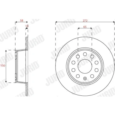 Imagen de JURID 563293JC Disco de freno 272 10 5 112 macizo revestido sin tornillos SEAT: Leon III Hatchback, ST, SC, SKODA: Karoq SUV