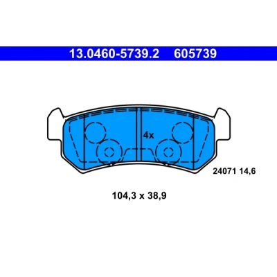 Imagen de ATE 13.0460 5739.2 Juego de pastillas freno no preparado para indicador desgaste, excl. contacto avisador desgaste