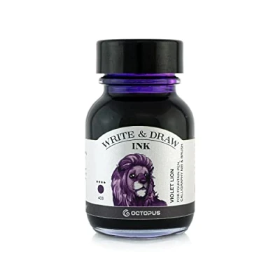 Imagen de Octopus Write and Draw Ink 403 Violet Lion tinta de caligrafía resistente al agua para escritura y dibujo, caligrafía, dibujo a la luz, color morado, 50 ml