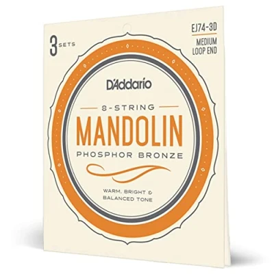 Imagen de D&#039;Addario Mandolin Strings Phosphor Bronze For 8 String Warm, Bright, Balanced Tone EJ74 3D Medium, 11 40